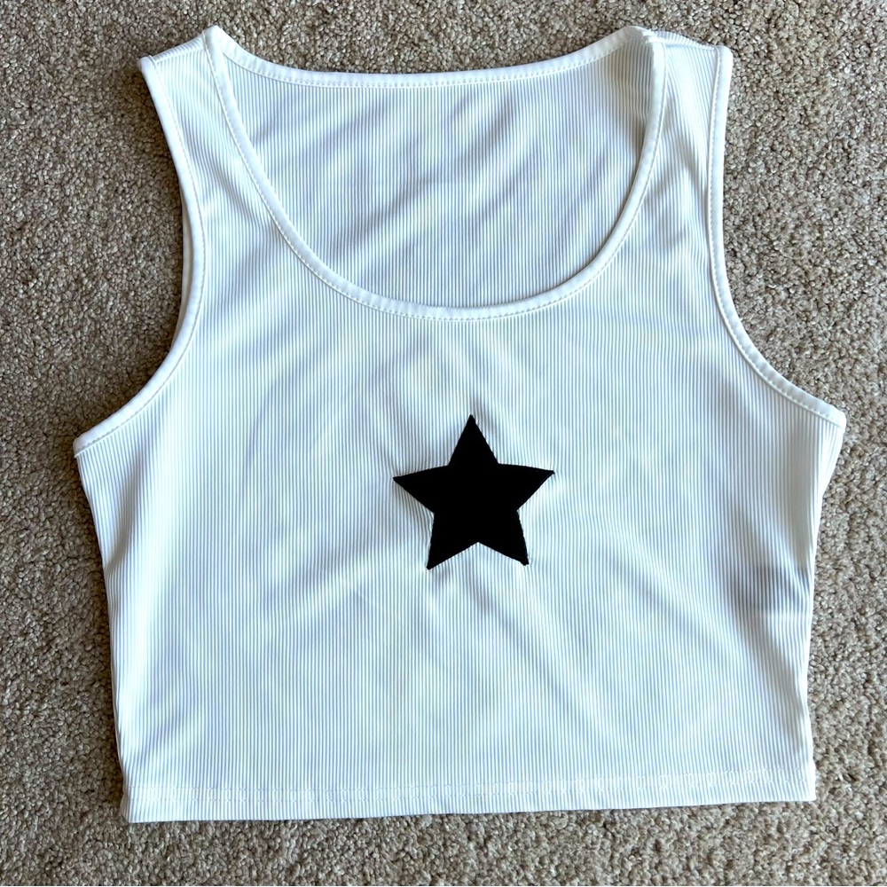 SHEIN ICON Star Print Ribbed Knit Tank Top